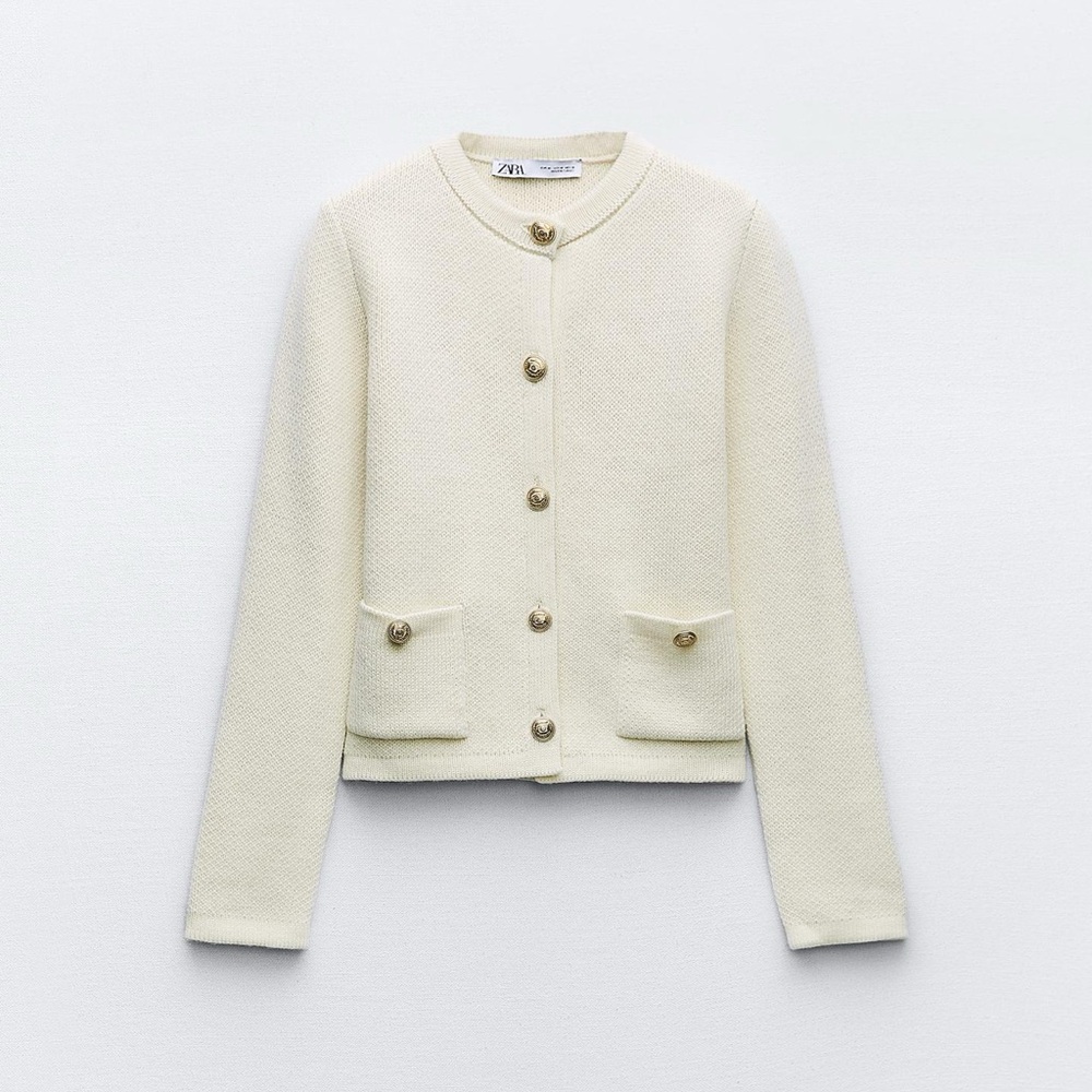 Zara beige taupe sweater large L cardigan